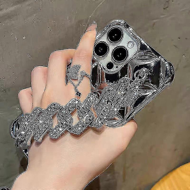 Luxury Flash Diamond Bracelet Silver Tin Paper Phone Case For Iphone 14 13 11 12 Pro Max X Xs Max Xr 7 8plus Water Ripple Shockproof Soft Cover
