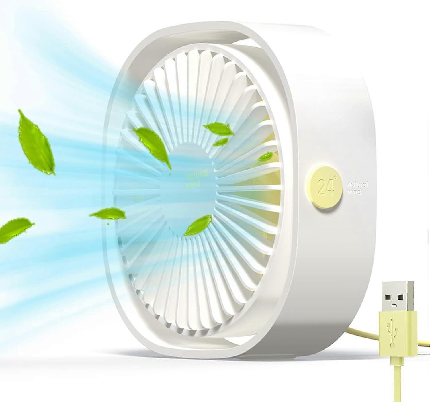 Mini USB Desk Fan Cooling Quiet Portable 3 Speed Setting 360 Adjustable Swivel for Home and Travel(No Battery)