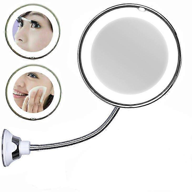 10x  Magnifying  Makeup Mirror With LED Light My Flexible Mirror Bendable