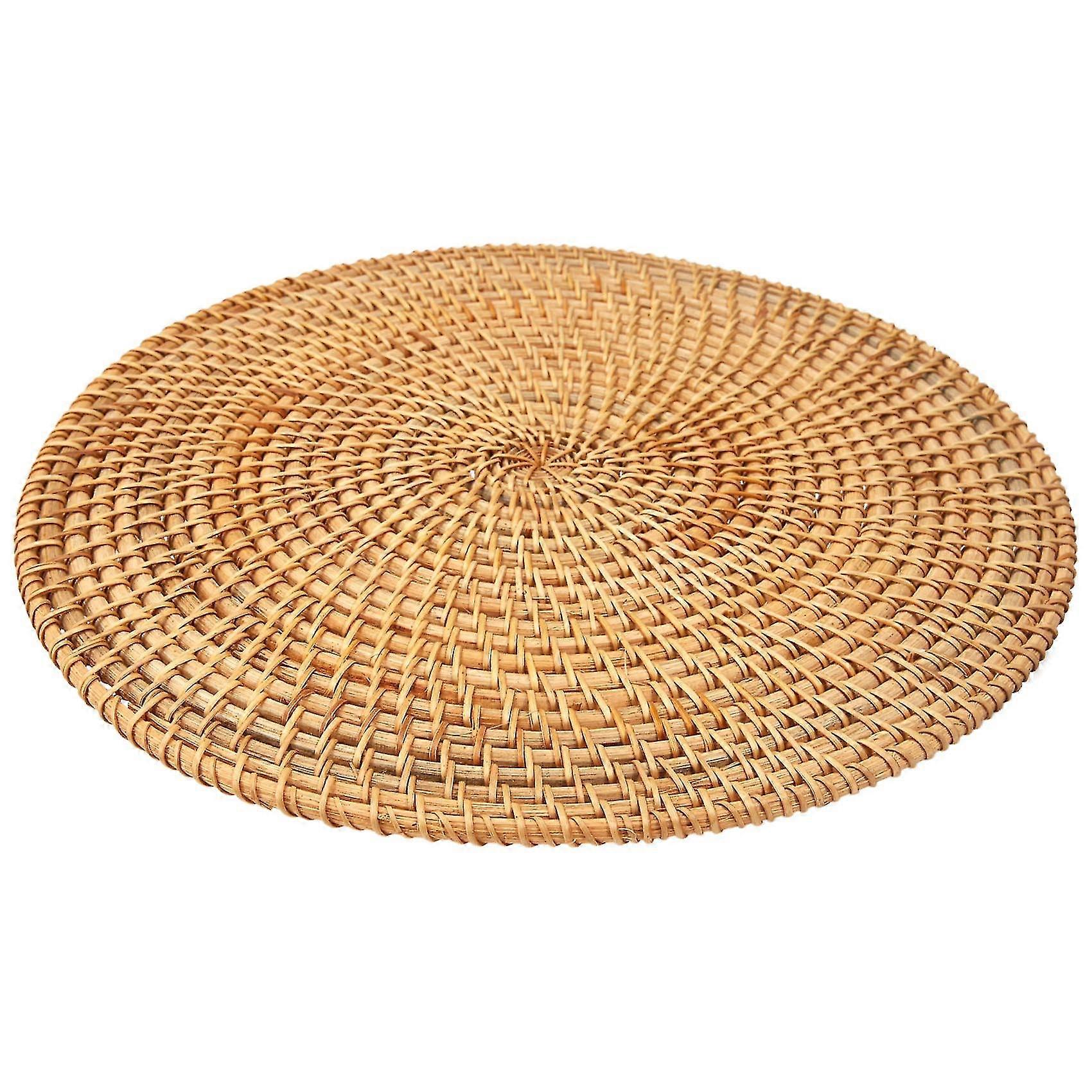 Handwoven Rattan Placemats,Round Wicker Table Mats, Natural Woven ...
