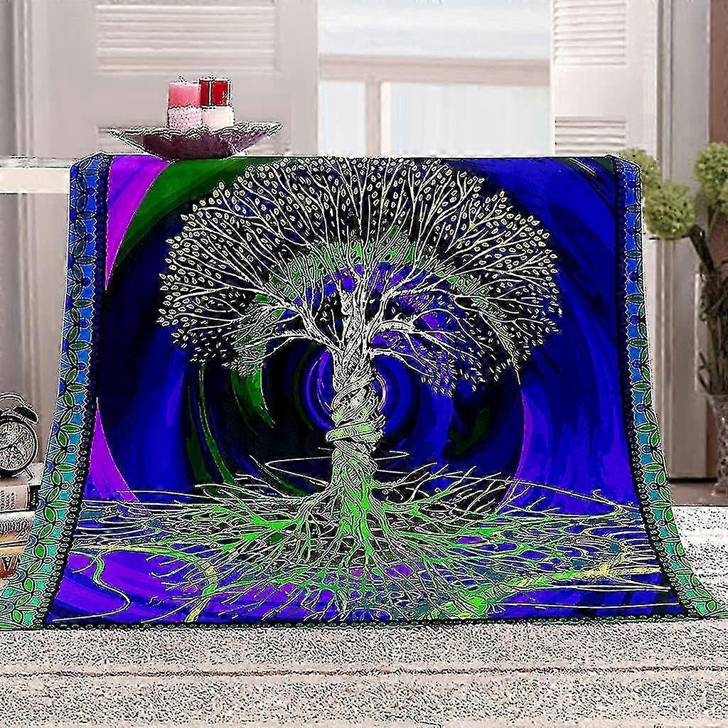 t1081 Cobertor Sherpa Cobertor D Azul Árvores Abstratas Cobertores E Mantas Decoração Única Moda Flanela, Cobertor de Pelúcia Impresso Fuzzy, Pri Cobertor bn1081