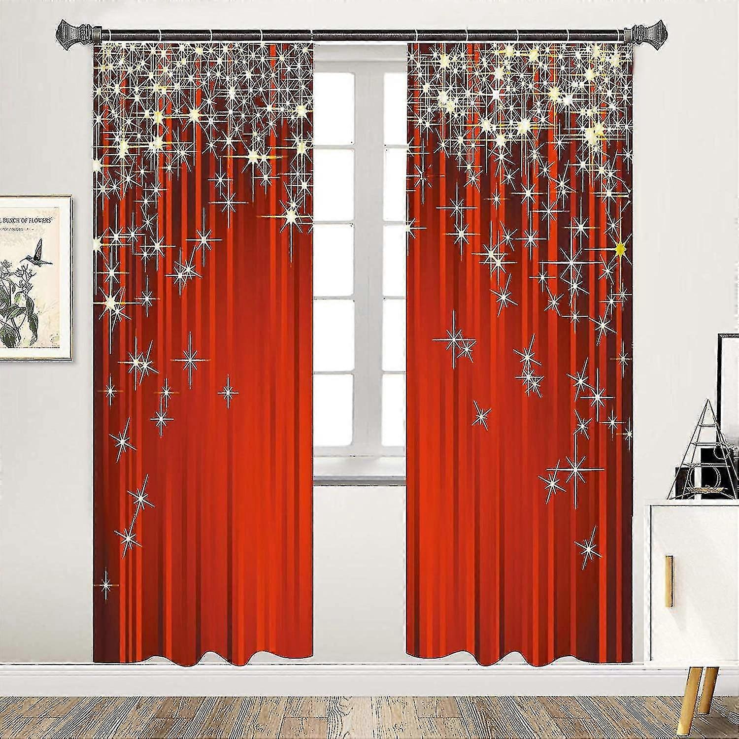 Set di tende di Natale Tende di Natale Tende trasparenti Tende oscuranti lavabili per la camera da letto della finestra della porta W70 * L100cm 2p...