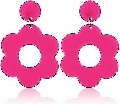 Acrylic Flower Earrings 60s 70s Flower Dangle Earrings Retro
