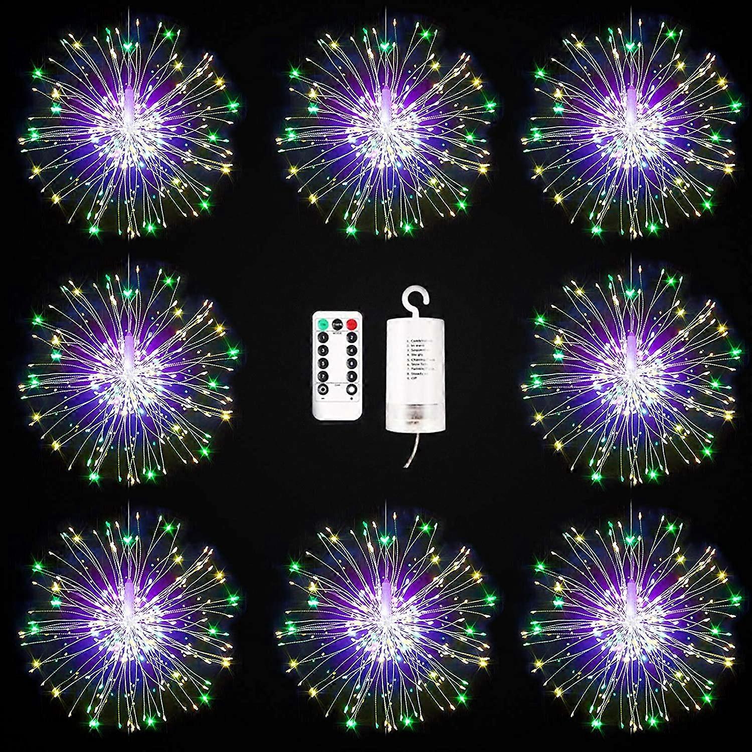 Dww-Fuochi d'artificio decorativi LED Fuochi d'artificio esplosivi, Natale 120 luci a LED 8 modelli Filo di rame stringa batteria scatola telecomando colorato