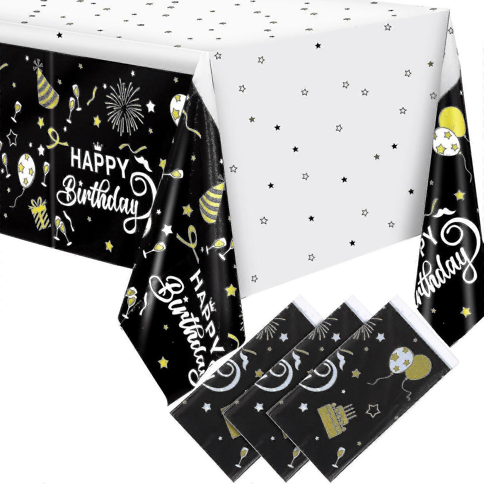 4 Pcs Birthday Tablecloths Letter Pattern Printed Delicate Party Table Cloths Rectangular Table Covers