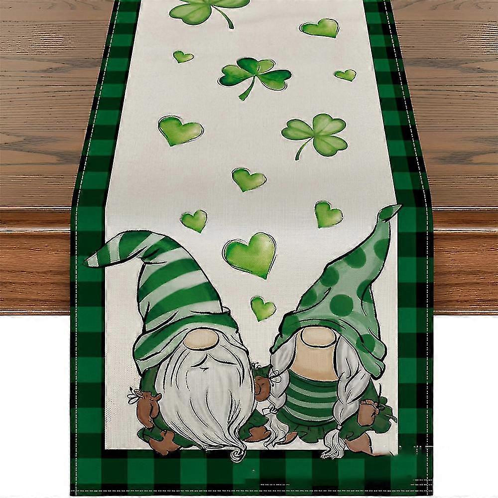 St. Patrick's Day Clover Table Runners Shamrocks Tablecloth Spring Holiday Decorations For Home Kitchen