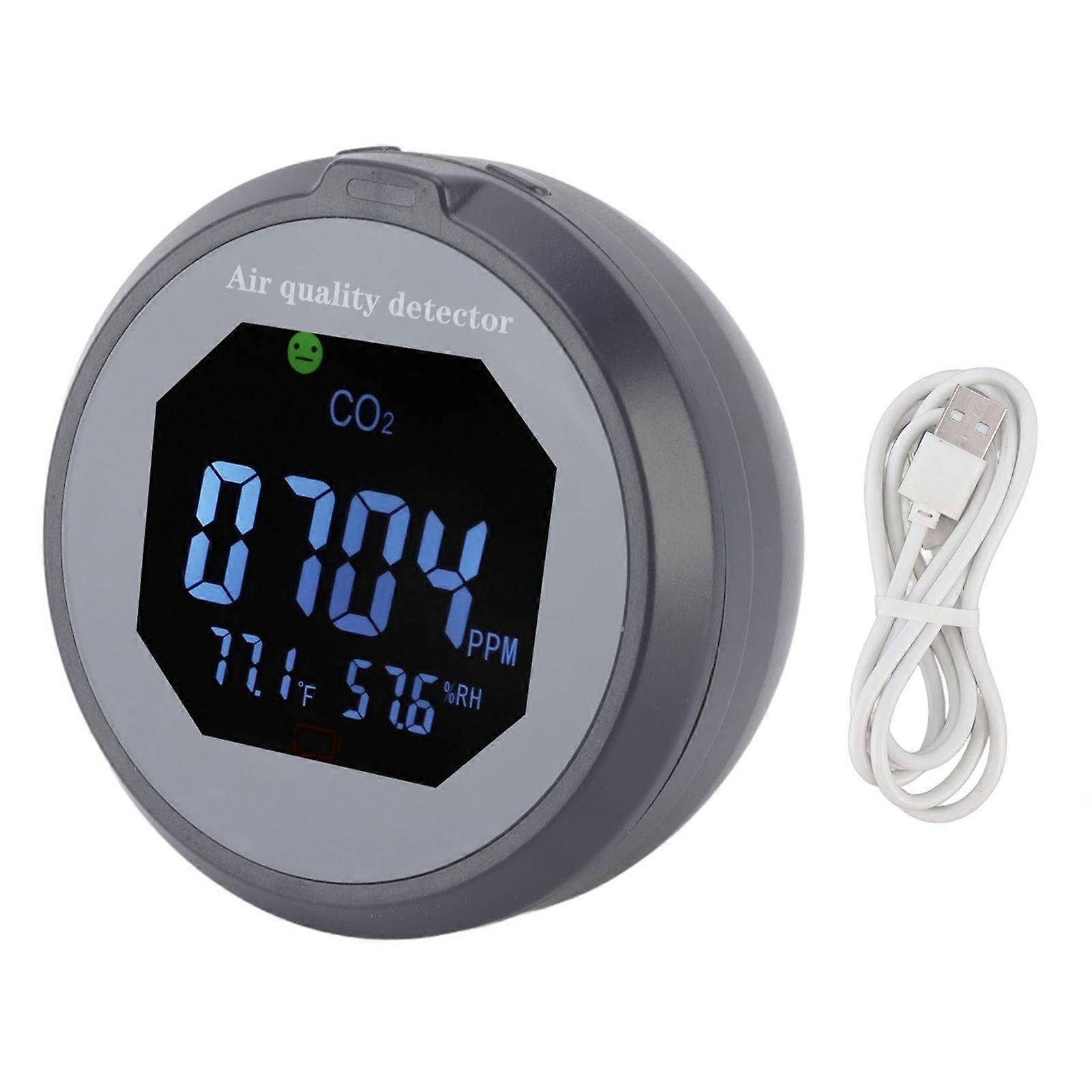 Air Quality Monitor Meter CO2 Temperature Humidity Detector Sound Light Alarm USB Charging for Home Office