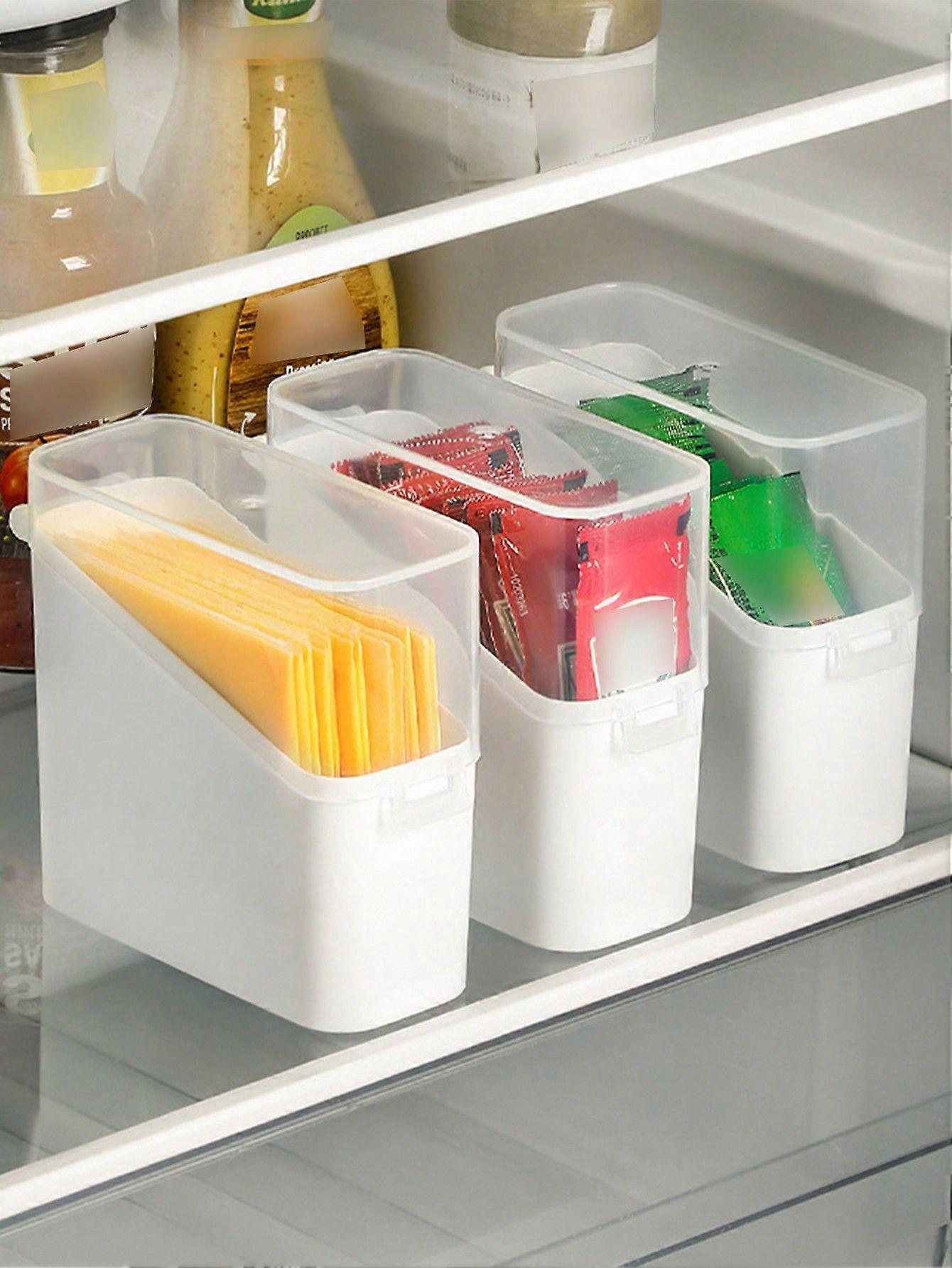1pc/2pcs Refrigerator Organizer Box With Buckle Lid For Cheese, Coffee, Tea, Small Items Sorting And Storage