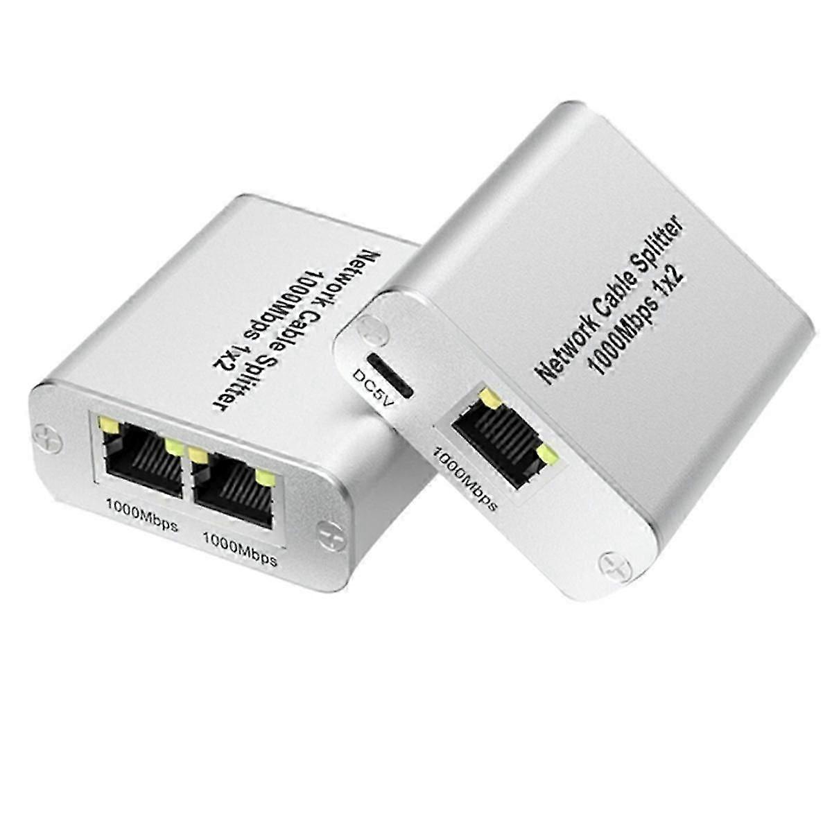 Ethernetový rozbočovač 1 na 2 vysokorychlostní gigabitový ethernetový přepínač 2portový internetový RJ45 LAN rozbočovač kompatibilní s C