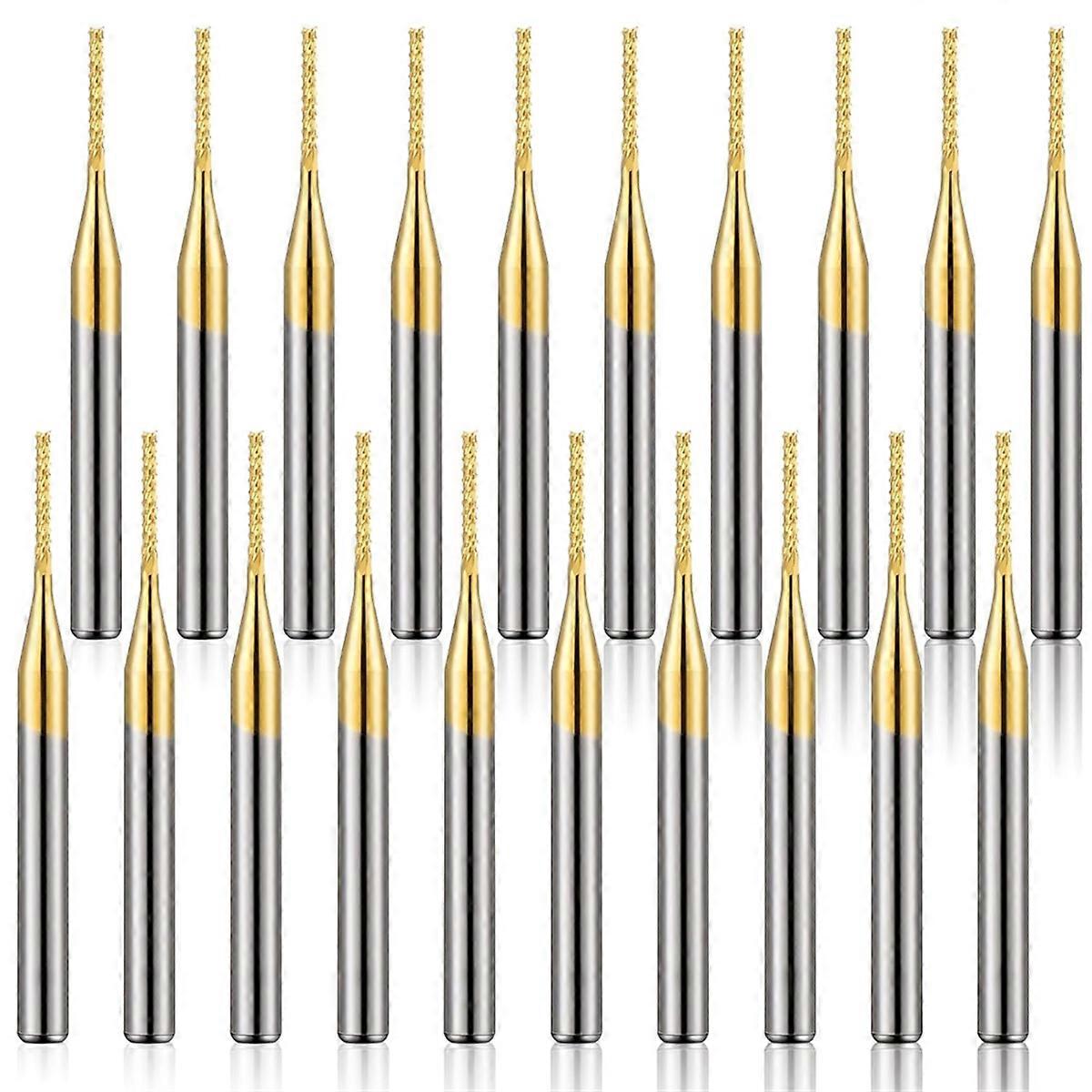 20 Pcs 1/8 Inch 1mm End Mill Bits Titanium Coat Carbide Engraving Milling Cutter CNC Router Bits fo