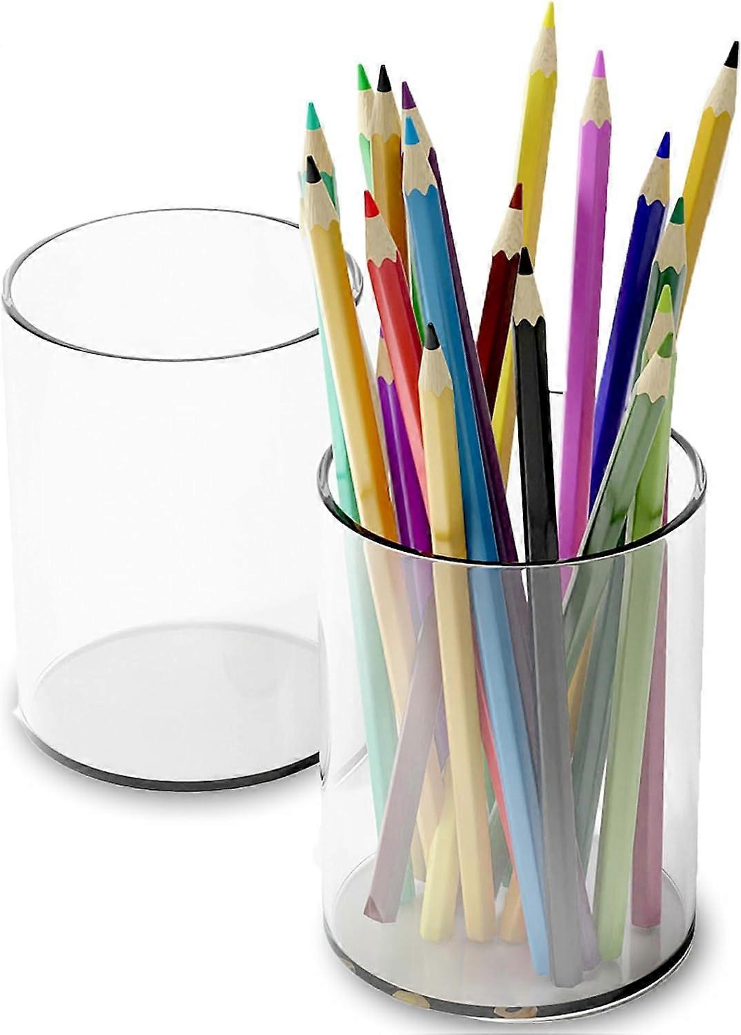 Acrylic Pen Case Holder, 2 Pack, Ideal for Office Desk