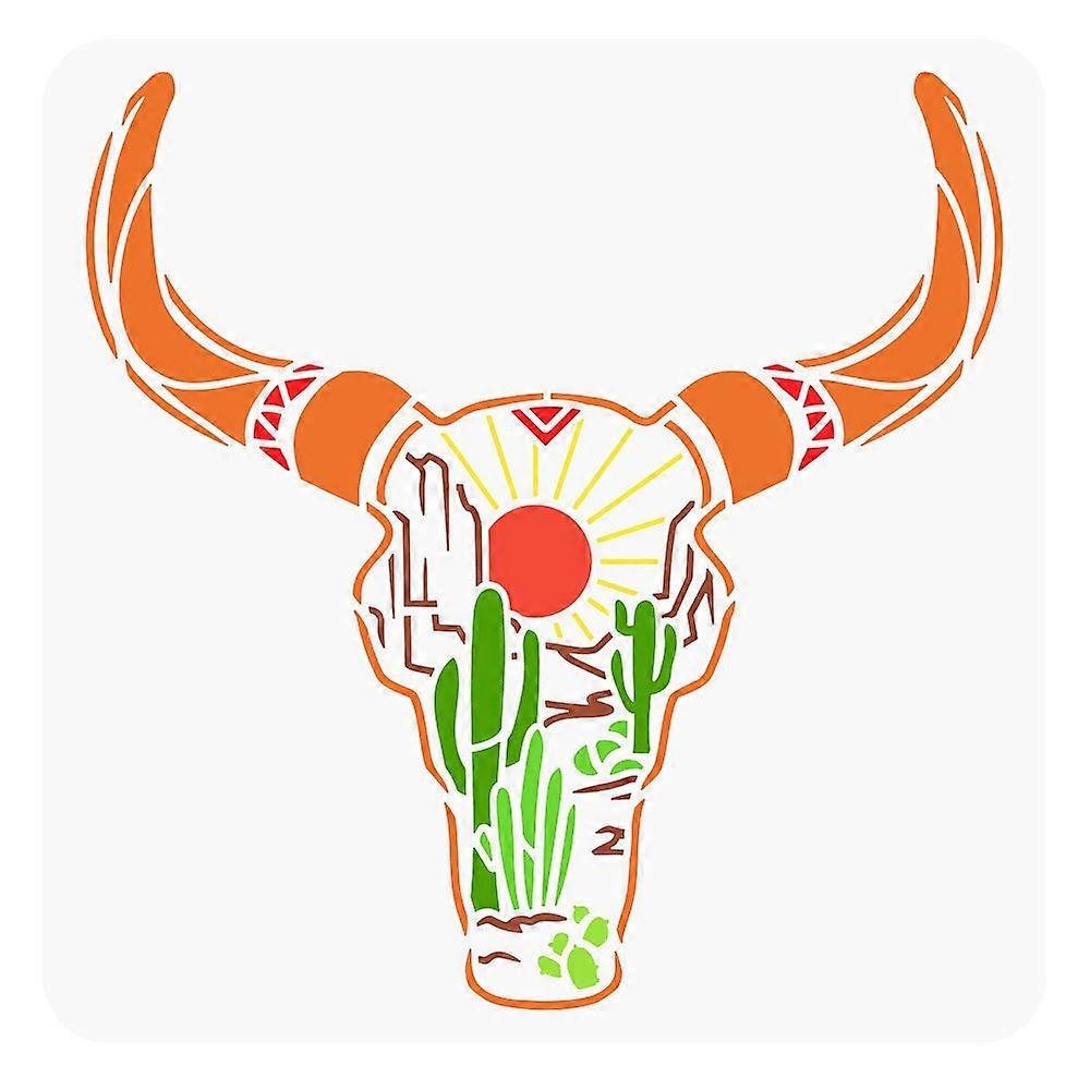 PET Hollow Out Drawing Painting Stencils for DIY Scrapbook Photo Album Cattle Pattern 30x30cm