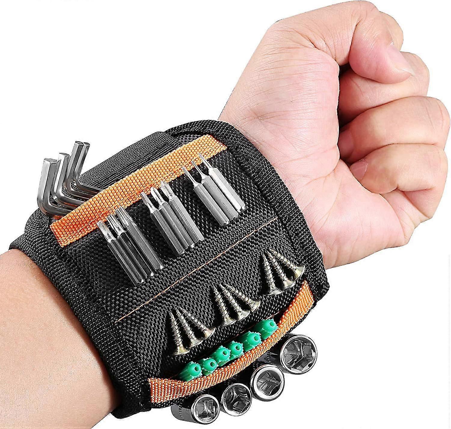 Magnetic Wristband With Strong Magnets, Tool Gifts With 15 Magnets For Holding Screws/nails/drill, Diy Tool Belt Tool Carpenter,2532