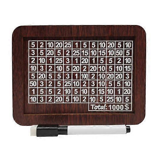 Wooden Money Box with Counter Pen with Vintage Piggy Bank Marker Money Target Numbers