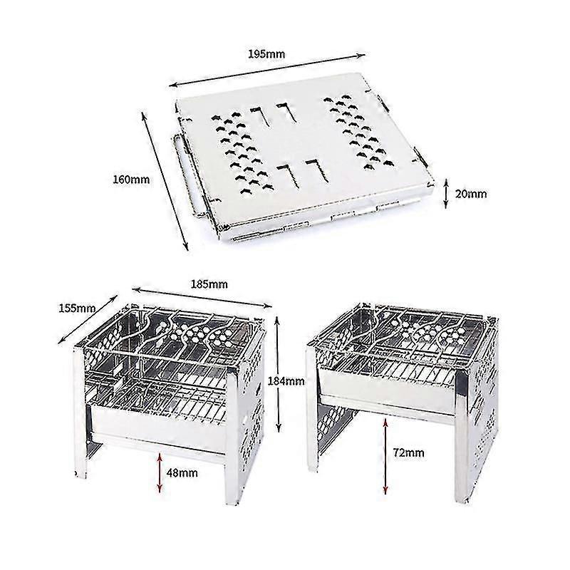 Folding Less Steel Backpac Burning Stove Bbq Grill Barbecue