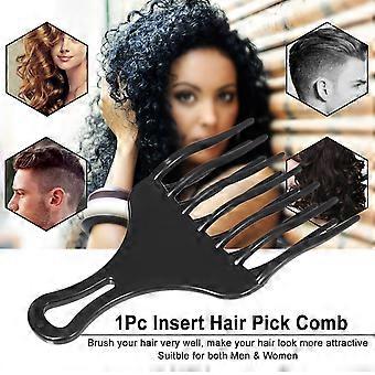 1Pc Hair Comb Insert Afro Hair Pick Comb Hair Fork Comb Plastic High & Low Gear Comb Hairdressing Styling Tool Black for Man & Woman