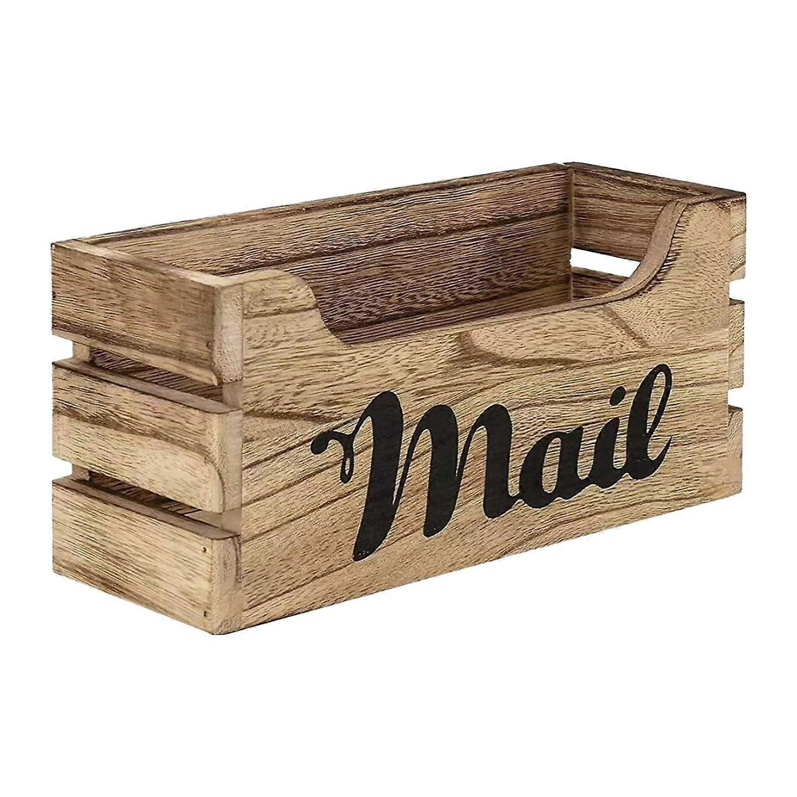 Ahşap Posta Tutucu Saklama Kutusu 26x10x12cm El Yapımı Dekoratif Masa Üstü Posta Kutusu