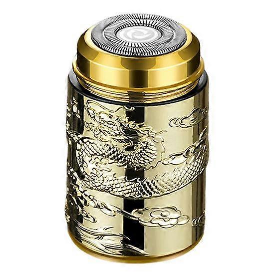 Men Electric Shaver Carved Chinese Dragon IPX6 Waterproof Type-C Rechargeable Mini Travel Rotary Razor Portable Hair Beard Trimmer Remover Tool
