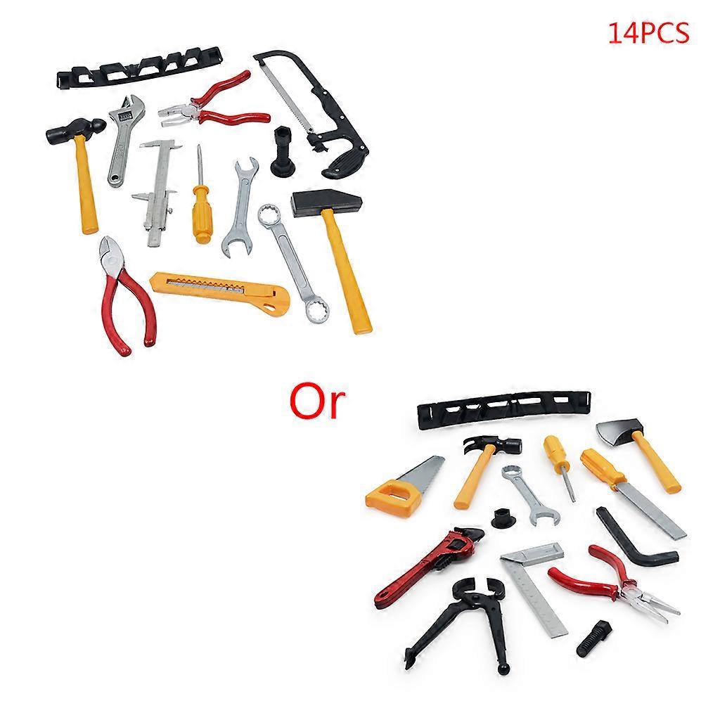 14 Pcs Set Construction Tool Set for Kids Child Career Training Activity Props Skills Development and Dress-Up Pretend for Play Accessory Multicolor