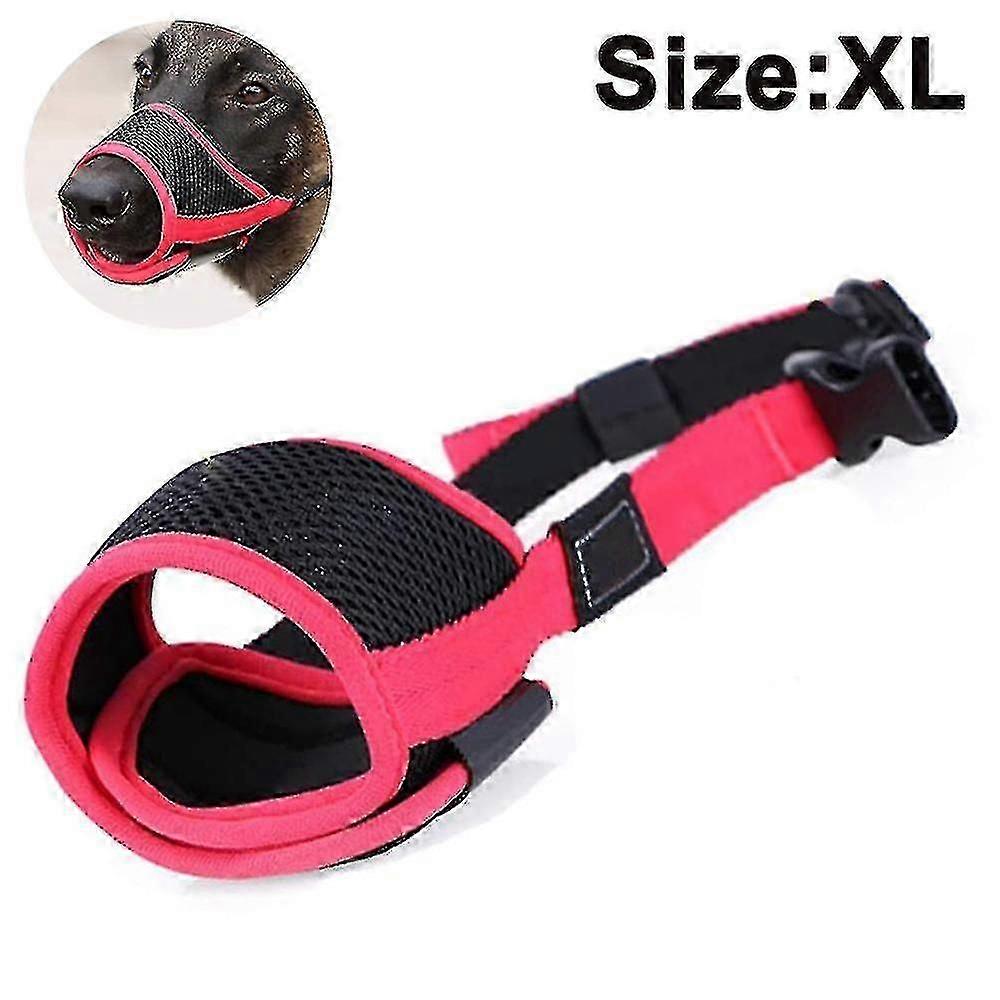 Dog Muzzle Nylon Soft Muzzle Anti-biting Barking Secure-mesh Breathable Xl Red