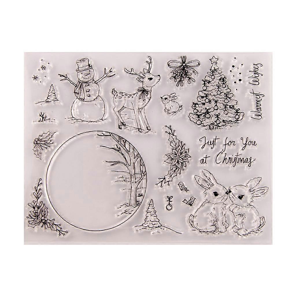 Snowman Rabbit Silicone Clear Seal Stamp DIY Scrapbooking Embossing Photo Album Blue