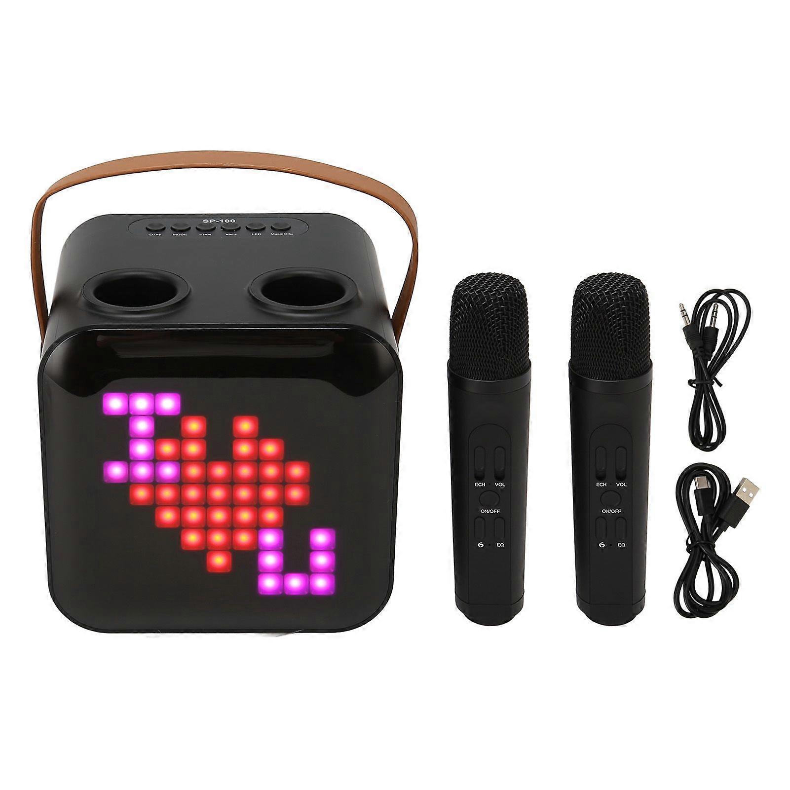 Portable Karaoke Speaker System Karaoke Machine with 2 Wireless Microphones Type C Bluetooth Speaker with RGB Light