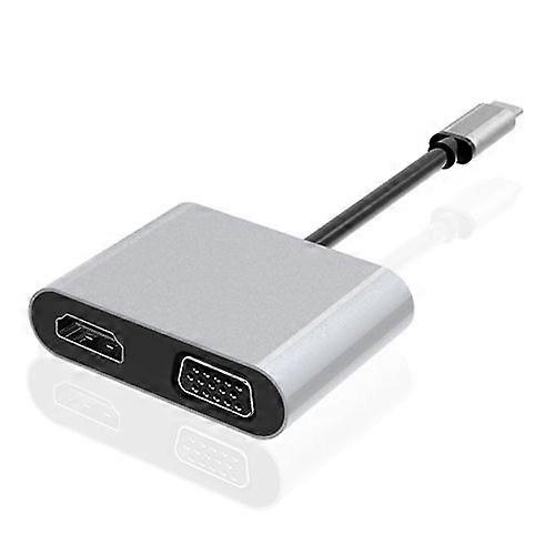 ZRUXE HB-189 2 in 1 USB-C / Type C to HDMI+VGA Hub Dockking Station