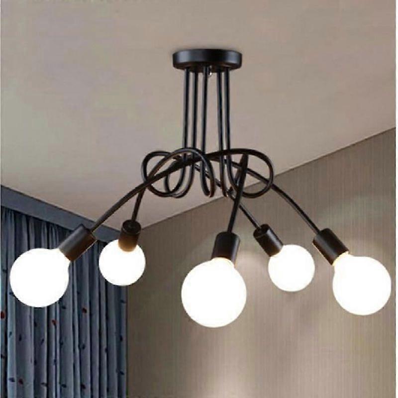 Kovaný lustr - 5 hlav - Kov - Černá