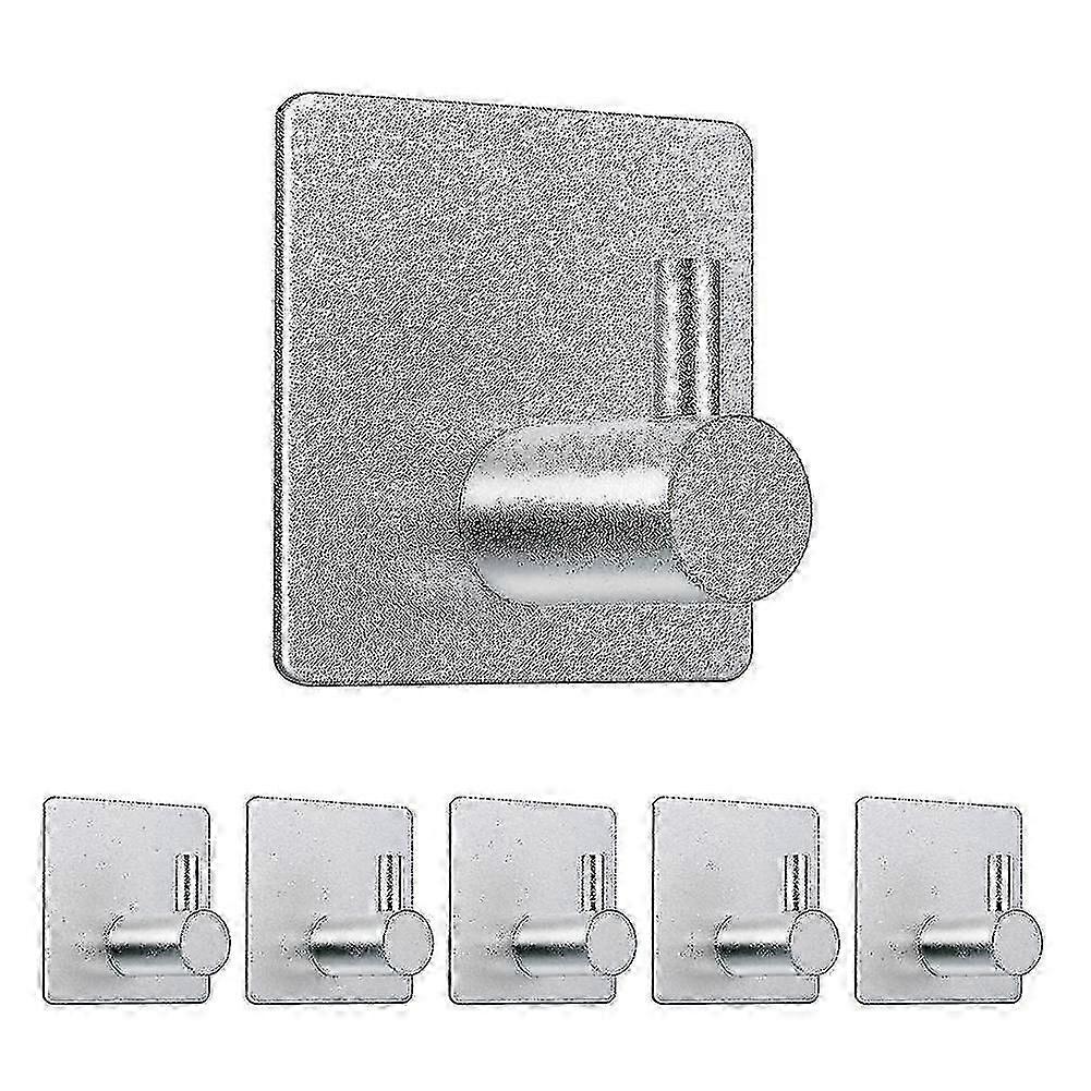 unique 6pcs Adhesive Hooks For Bathroom Kitchen Living Room Silver