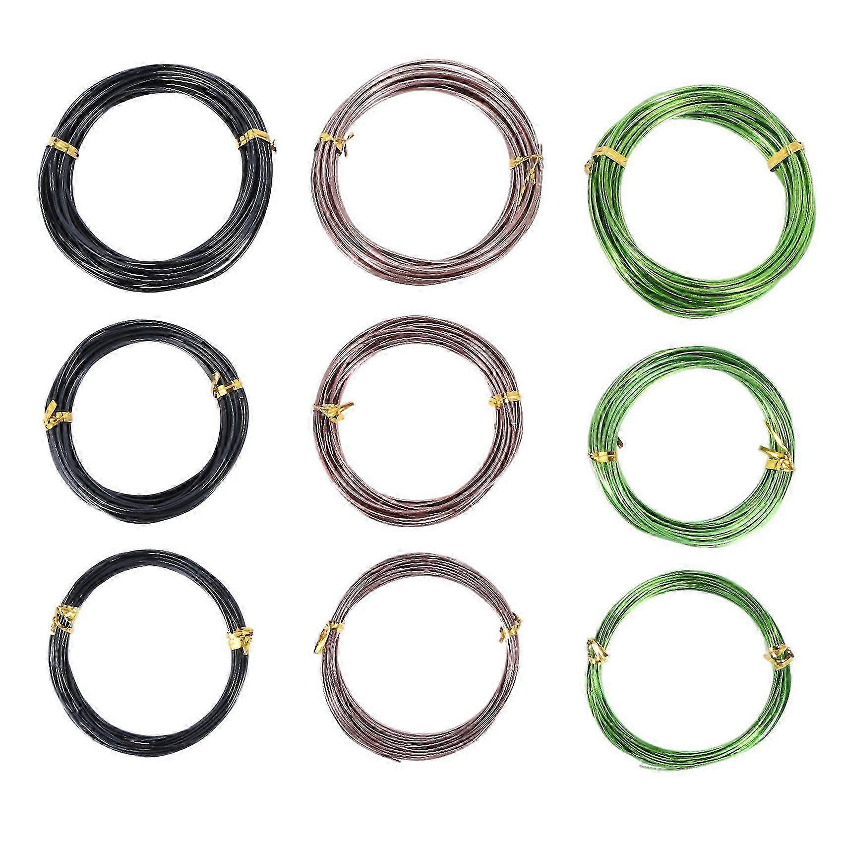 9 Rolls Bonsai Wires Ανοδιωμένο Αλουμίνιο Bonsai Εκπαιδευτικό Σύρμα με 3 Μεγέθη (1.0 mm, 1.5 mm, 2.0 mm) Τ