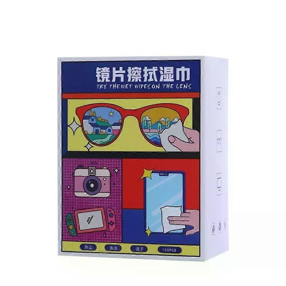 100PCS Disposable Eyeglass Cleaning Pads Traceless Quick Drying Anti-fog Glasses Wipes Dust Removal Remove Oil