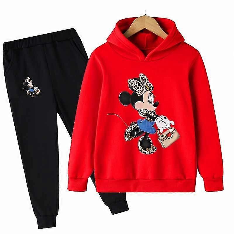 Minnie Mouse Casual Barnkläder 2 Piece Hoodies Set Kläder Cool Girls Kläder Pojkar Träningsdräkt Barn Baby Kläder