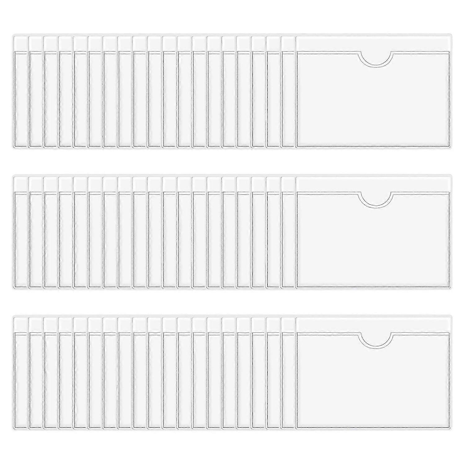 60Pcs Self-Adhesive Label Holder Card Pockets Label Holder Clear Library Card Holders with Top Open 