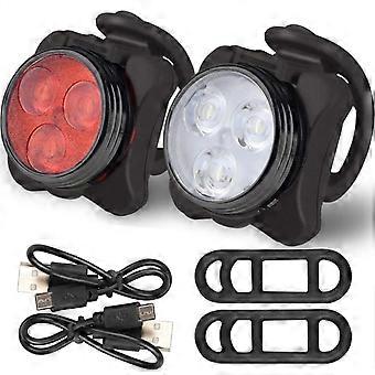 2pcs USB wiederaufladbares Fahrradlicht, wasserdichte Super Bike Lichter für Nachtfahrten 4 Licht mo