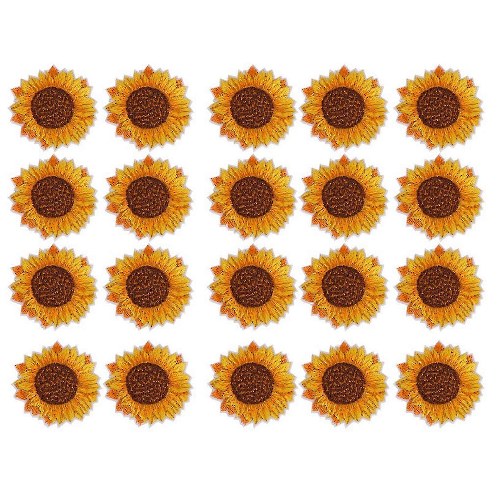 20pcs Sunflower Pattern Sew on Iron on Embroidered Patch DIY Clothes Backpack Applique
