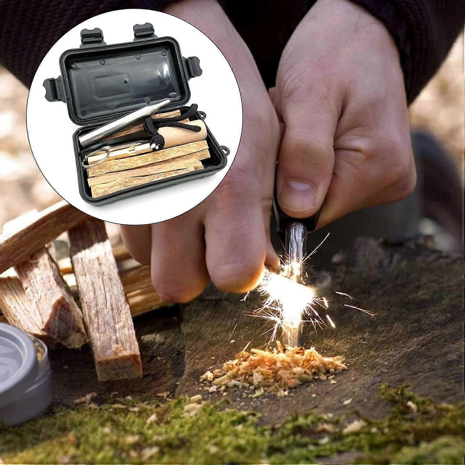 1 Set Fire Starting Kit Fire Starter Rod Fire Blowing Rod Survival Whistle