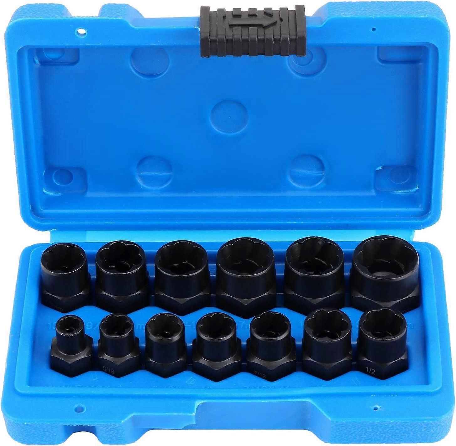 13pcs Twist Socket Set - 3/8" Damaged Bolt Extractor - Remove Locking Wheel Nuts