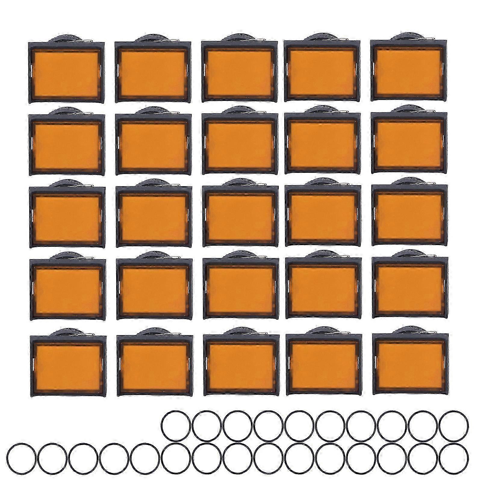 25Pcs Momentary Push Button Switch Self Locking Rectangle with Light 12V BEMLA1611DSJ 16mm(Yellow )