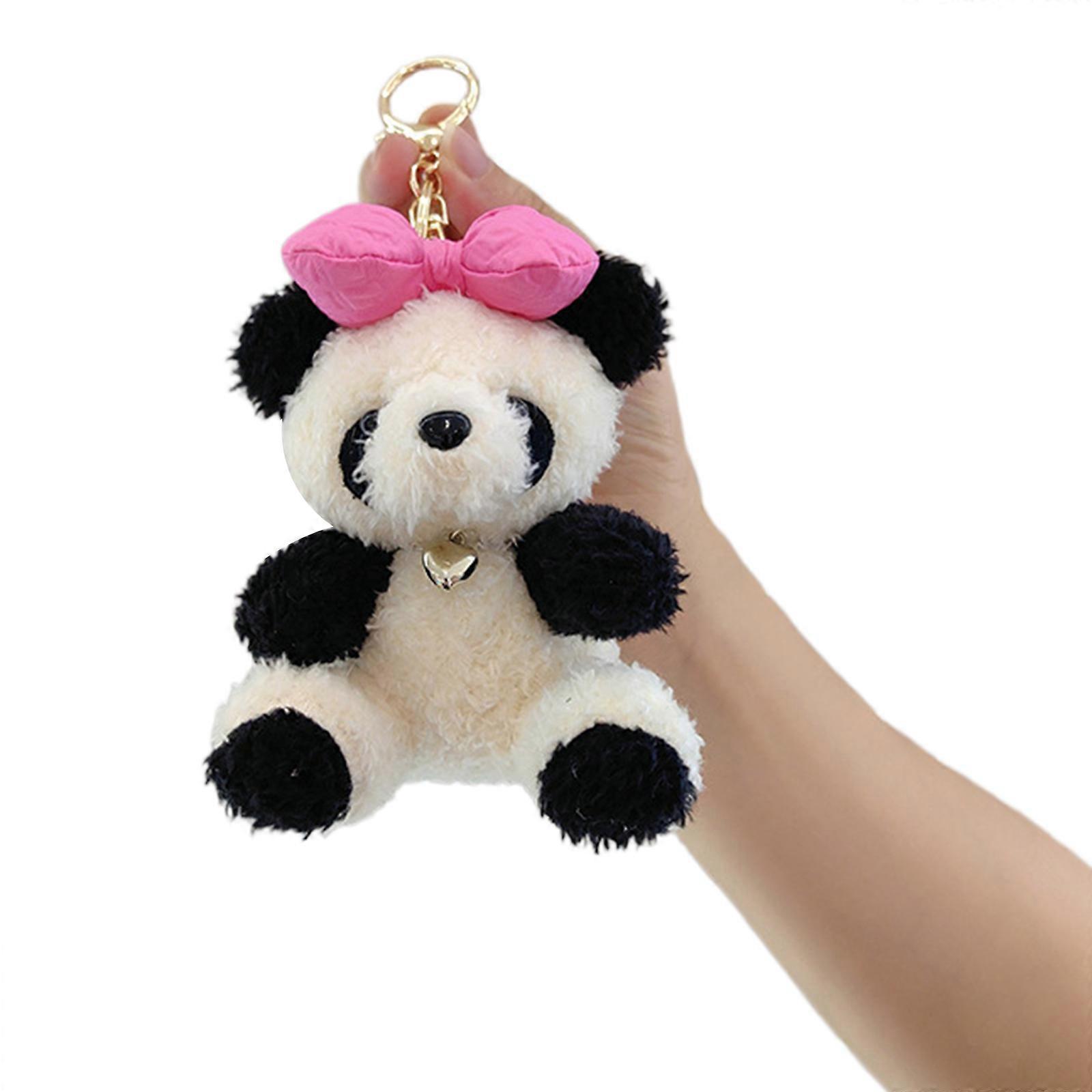 Cartoon Keychain Keys Pendant Cute Panda Shaped Soft Keychain Plush Material Bag Accessories Suitable for Keys and Bags Rose Red