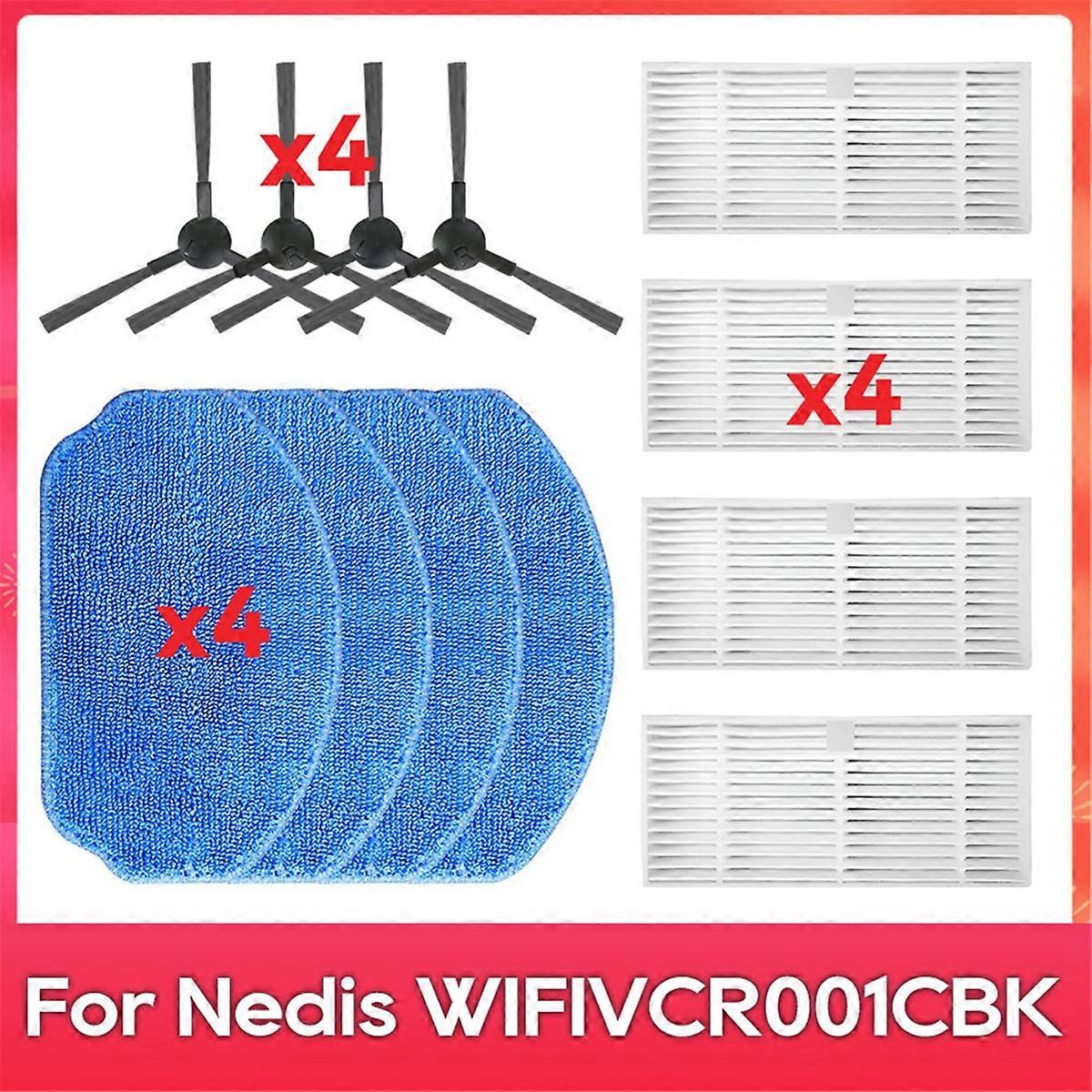 For Nedis WIFIVCR001CBK Side Brush Filter Mop Robot Vacuum Cleaner