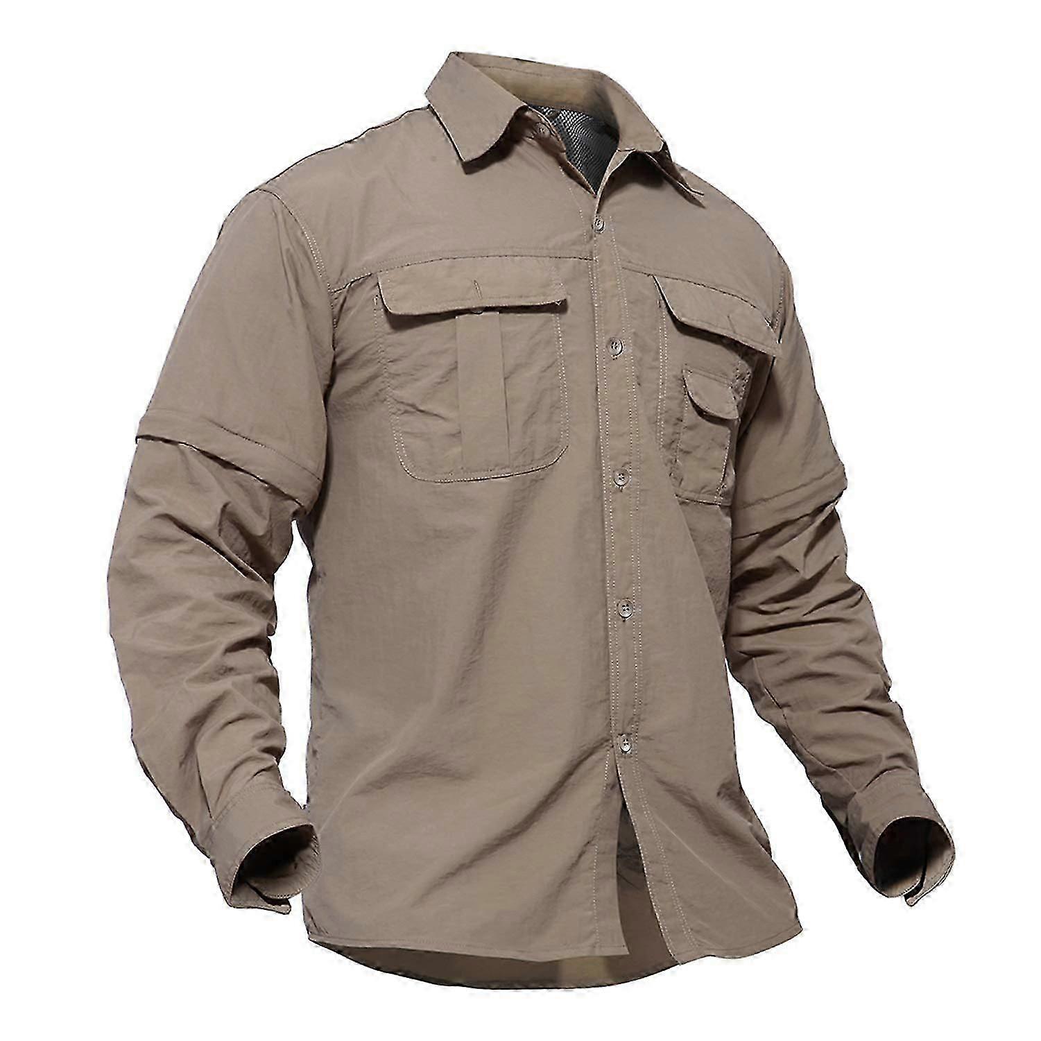 الصيف سريع الجفاف طويل الأكمام البضائع قمصان العمل مع جيوب الرجال سفاري المشي لمسافات طويلة قمصان زر أسفل القمصان ملابس الذكور