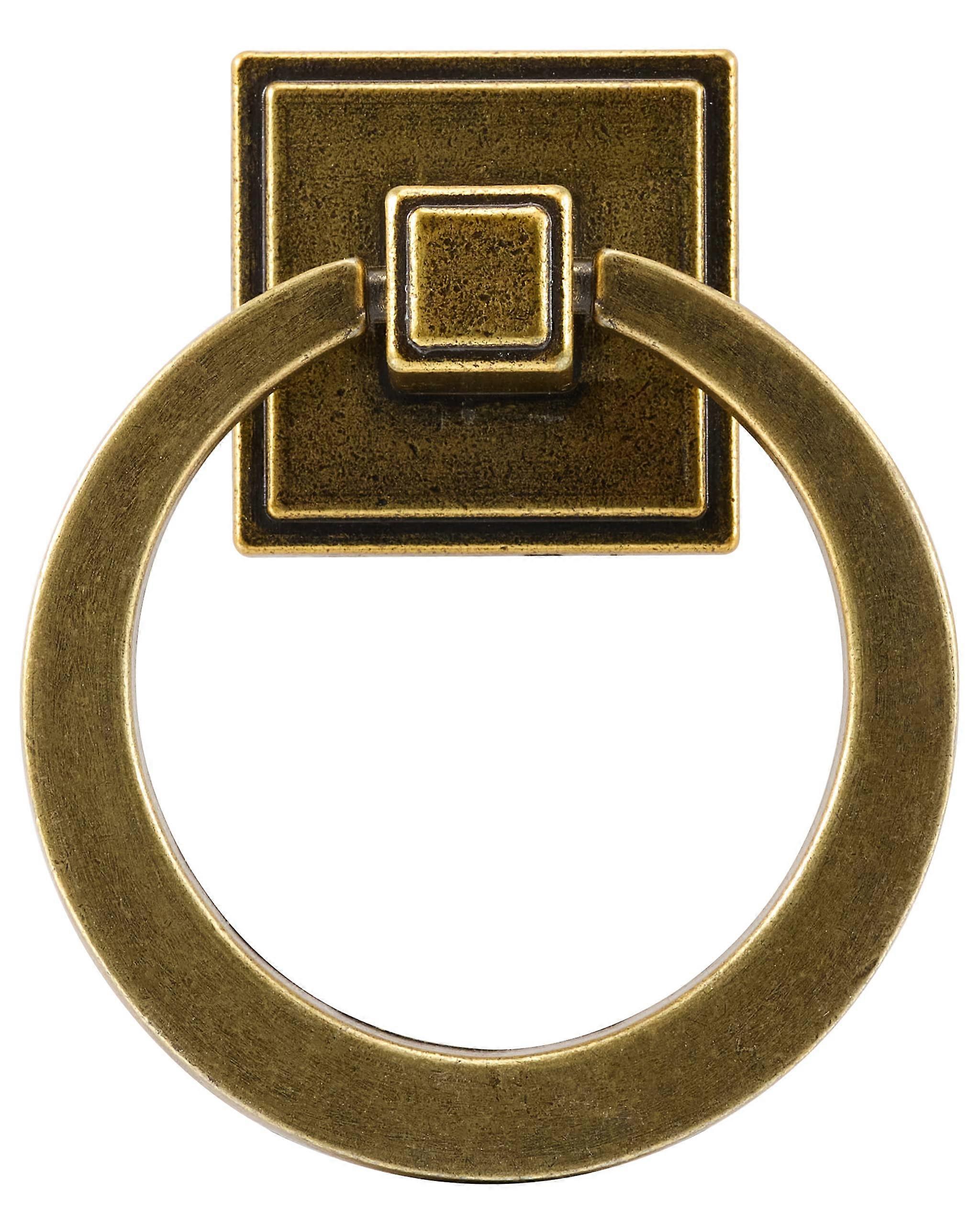 Antique Brass Vintage Cabinet Pulls 3 Pack for Bar Bathroom, 2.15 Inch Diameter, Classic Style Hardware