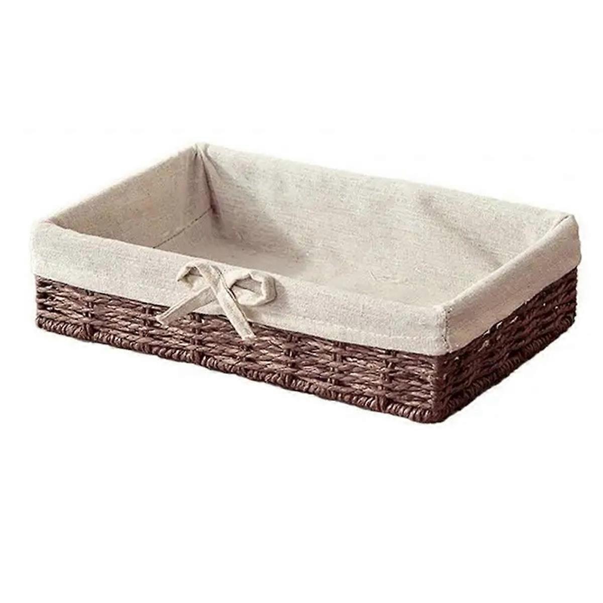 Woven Baskets Picnic Basket Storage Bread Plate Storage Basket,C