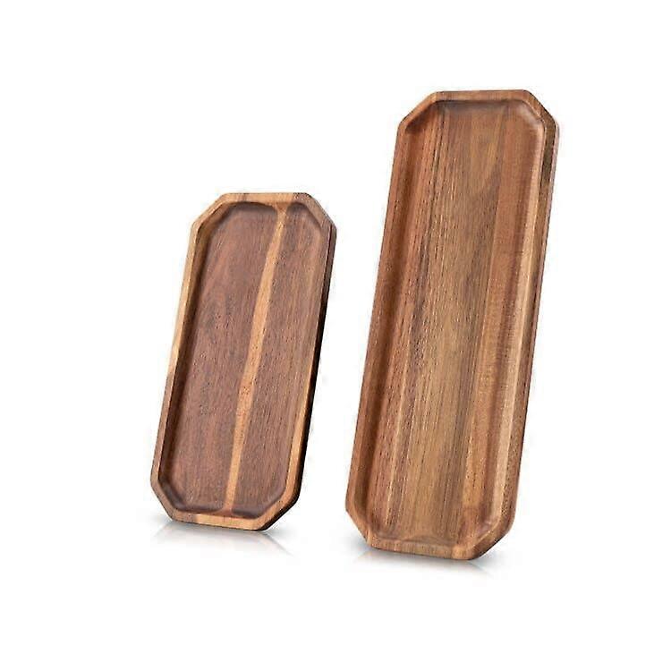 2 Set Solid Acacia Wood Serving Trays for Dessert and Food 16' and 12' Rectangular