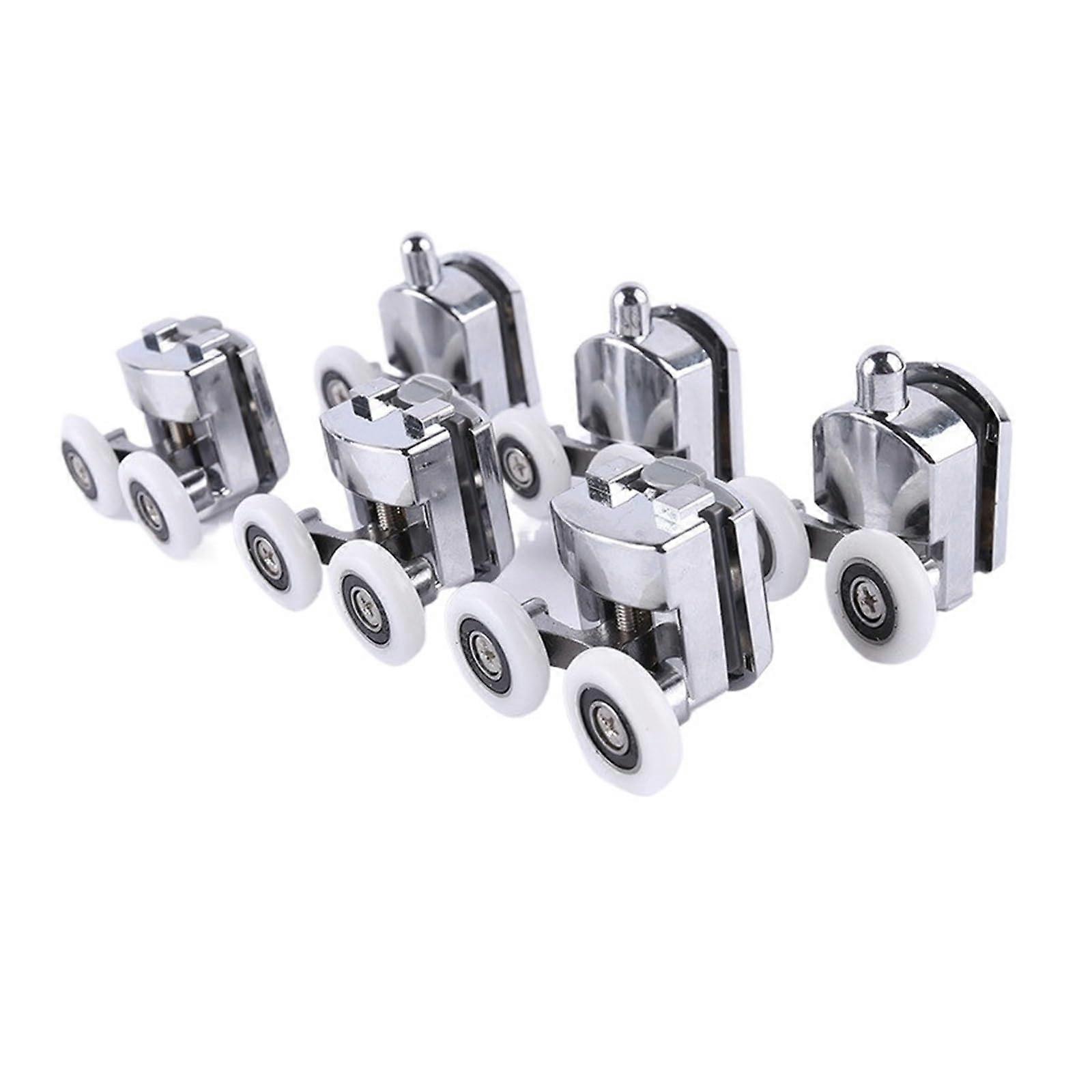 23mm 25mm 27mm Shower Door Rollers Zinc Alloy Double-Wheel Bearing Wheel Runners Replacement Color 4-Upper 4-Down Size 25mm