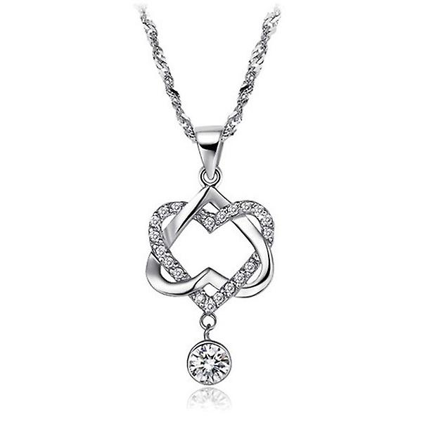 Double Heart Pendant Necklace Jewelry