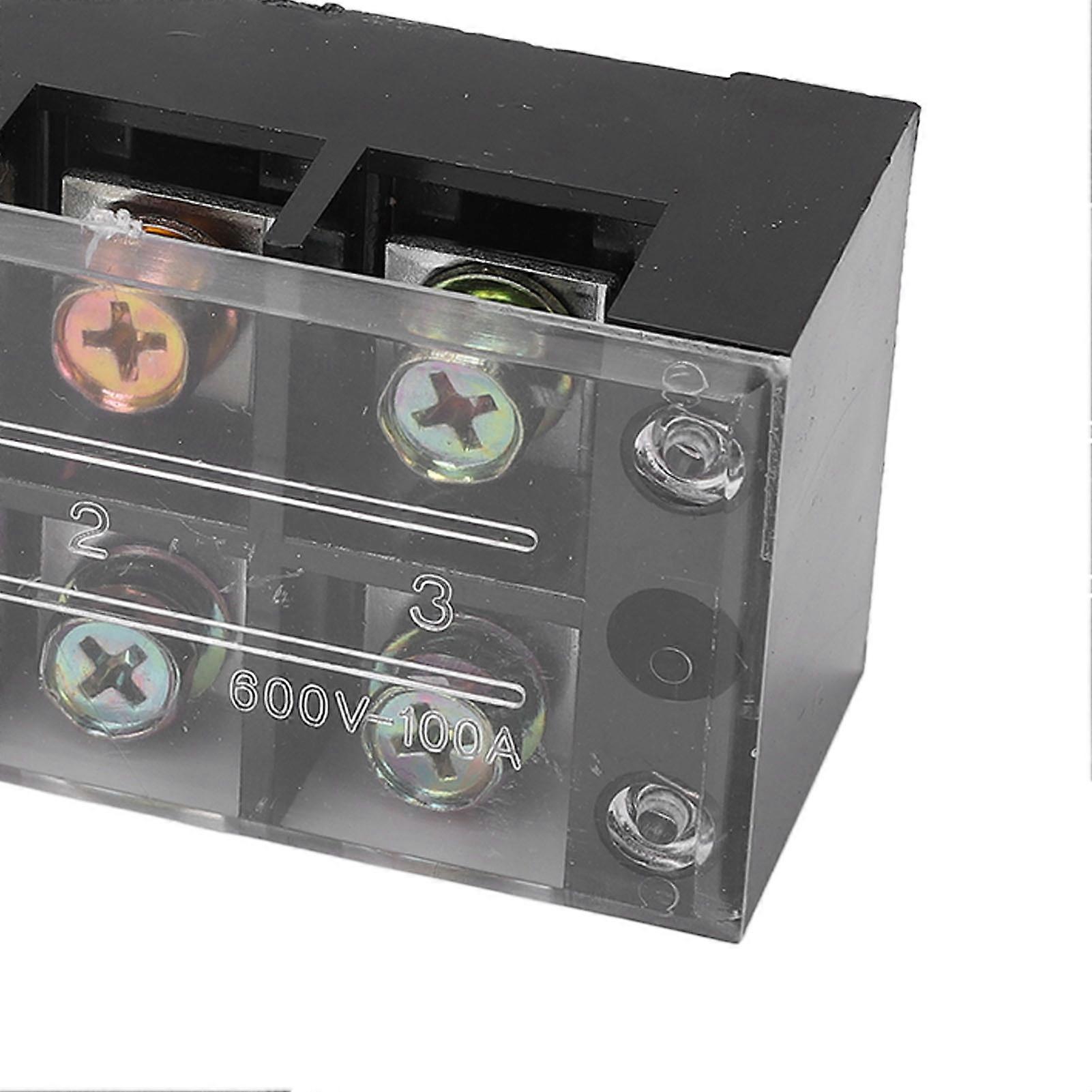 2 Pack 100A 600V TBC PC Type Double Row Fixed Screw Terminal Blocks for Lighting Distribution Systems 3 End Caps (1003)