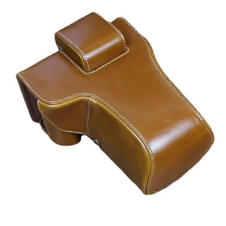 For Fuji X-T5 Battery Opening Design Detachable PU Leather Camera Bag Protective Case with Lens Pouch and Shoulder Strap