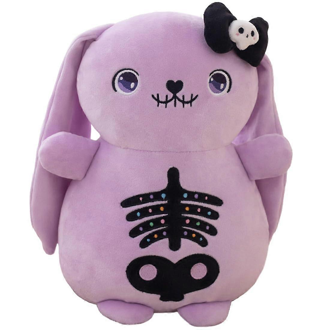 Halloween Skeleton Rabbit Plush Toy, Large Gothic Black Rabbit, Soft Filled Plush, Creepy Plush Toy for Kids