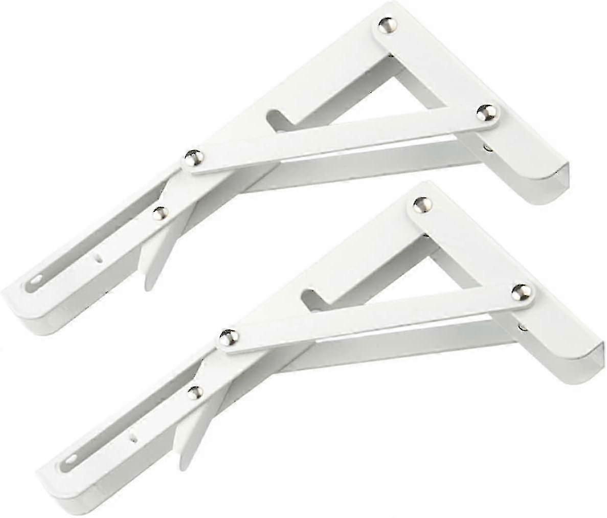 12 Pcs White Metal Triangular Wall Shelf Support Brackets - Wall Mounted Shelving Units, Table Bench Bracket, Corner Brackets Angle Support (foldable)